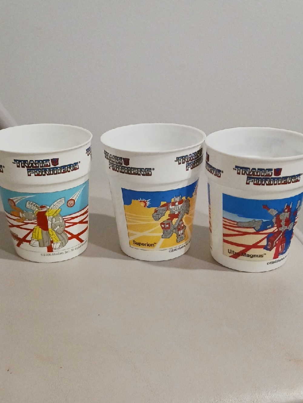White Plastic Collector Cup - Retro Character Graphics 1986